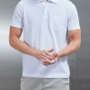 Mercerised Pique Button Polo Shirt - White