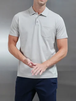 Mercerised Pique Button Polo Shirt - Stone
