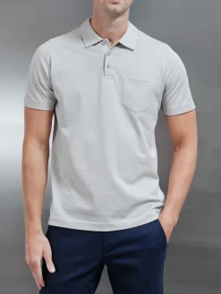 Mercerised Pique Button Polo Shirt - Stone