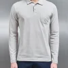Mercerised Pique Long Sleeve Button Polo Shirt - Stone