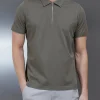 Mercerised Pique Zip Polo Shirt - Sage