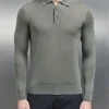 Merino Wool Long Sleeve Button Polo Shirt - Sage