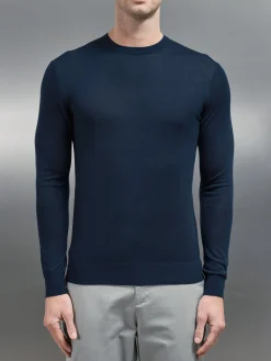 Merino Wool Sweatshirt - Navy