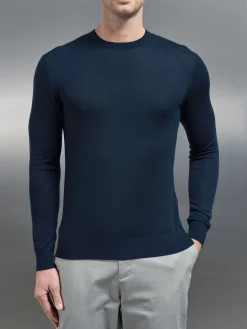 Merino Wool Sweatshirt - Navy