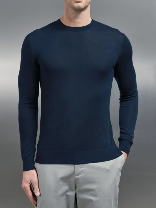 Merino Wool Sweatshirt - Navy