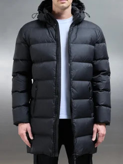 Mid Length Down Jacket - Midnight Black