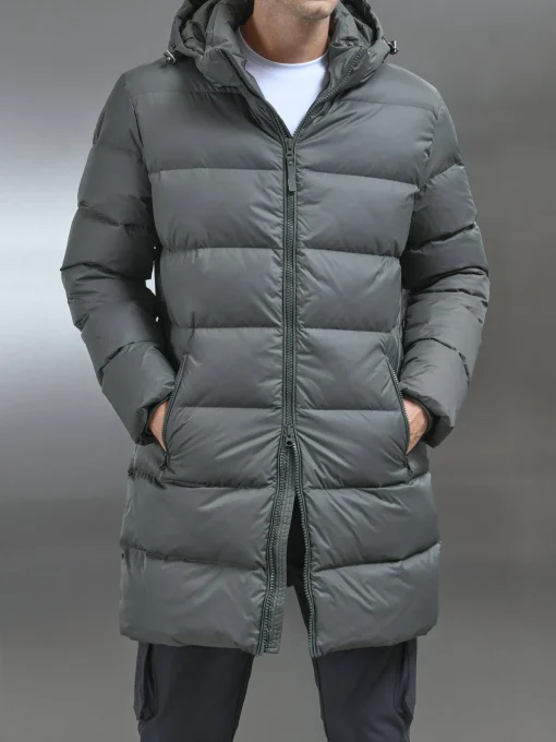 Mid Length Down Jacket - Sage