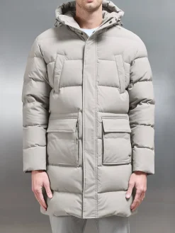 Mid Length Parka - Taupe
