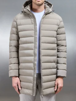Mid Length Technical Down Jacket - Taupe