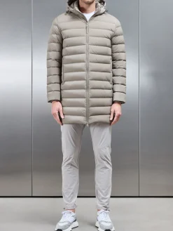 Mid Length Technical Down Jacket - Taupe