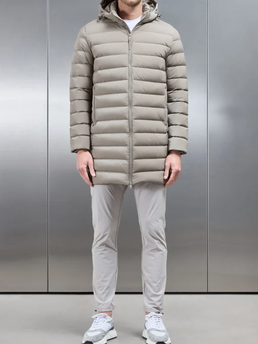 Mid Length Technical Down Jacket - Taupe