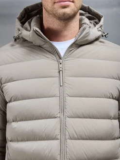 Mid Length Technical Down Jacket - Taupe