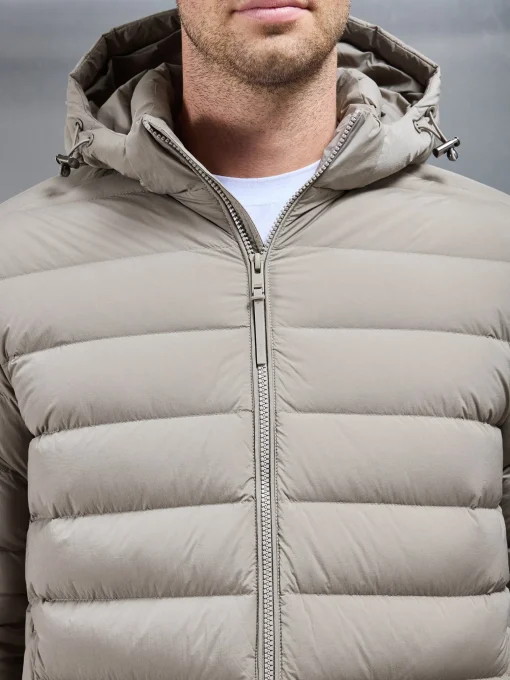 Mid Length Technical Down Jacket - Taupe