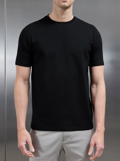 Mid Weight Interlock Essential T-Shirt - Black