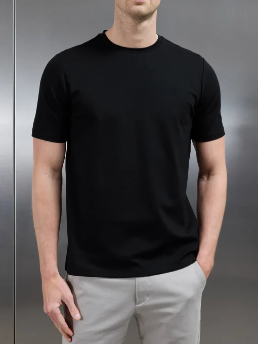 Mid Weight Interlock Essential T-Shirt - Black