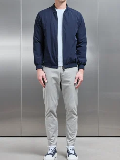 Nylon Padded Bomber Jacket - Navy