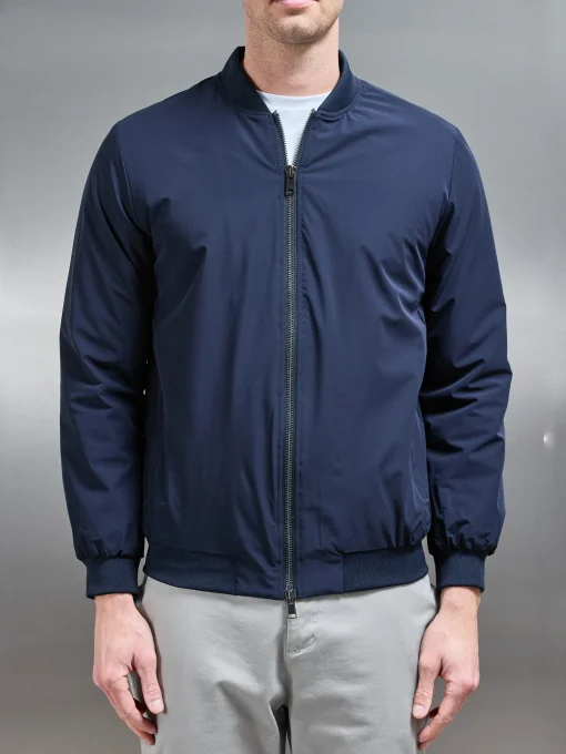 Nylon Padded Bomber Jacket - Navy
