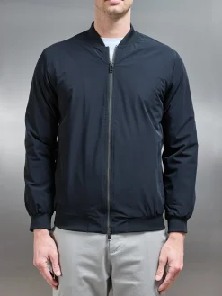 Nylon Padded Bomber Jacket - Black