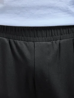 Pleated Drawstring Tailored Trouser - Black