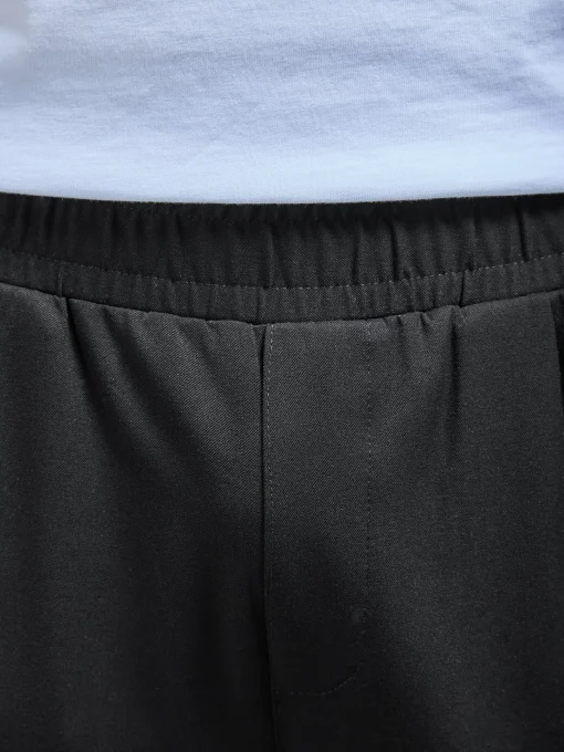 Pleated Drawstring Tailored Trouser - Black