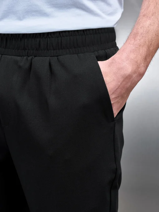 Pleated Drawstring Tailored Trouser - Black