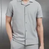 Pleated Revere Collar Shirt - Stone
