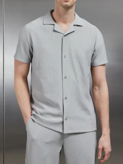 Pleated Revere Collar Shirt - Stone