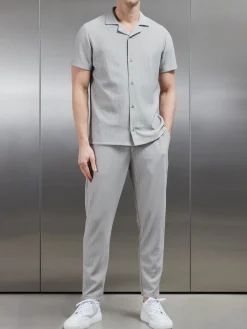 Pleated Revere Collar Shirt - Stone