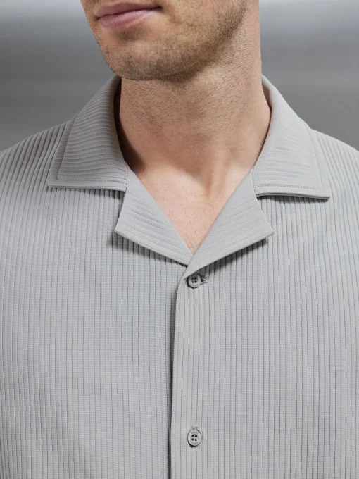 Pleated Revere Collar Shirt - Stone
