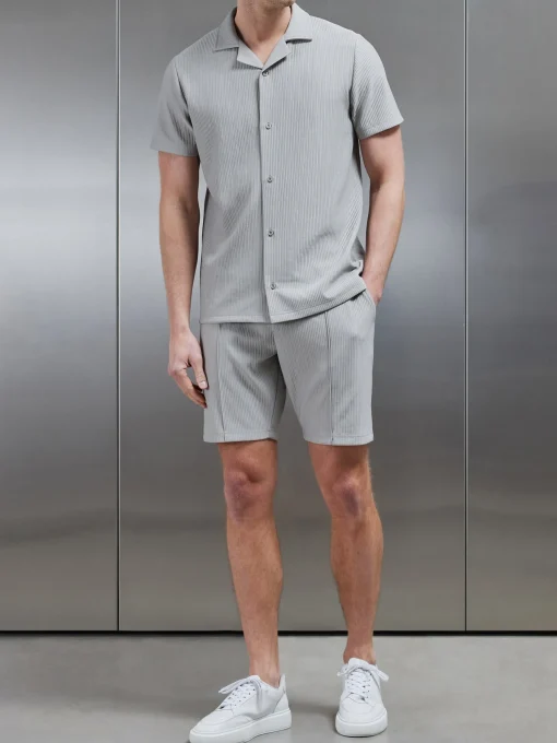 Pleated Revere Collar Shirt - Stone