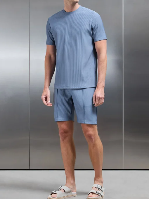 Pleated T-Shirt - Dove Blue