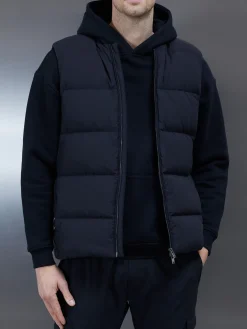 Quilted Bomber Gilet - Black