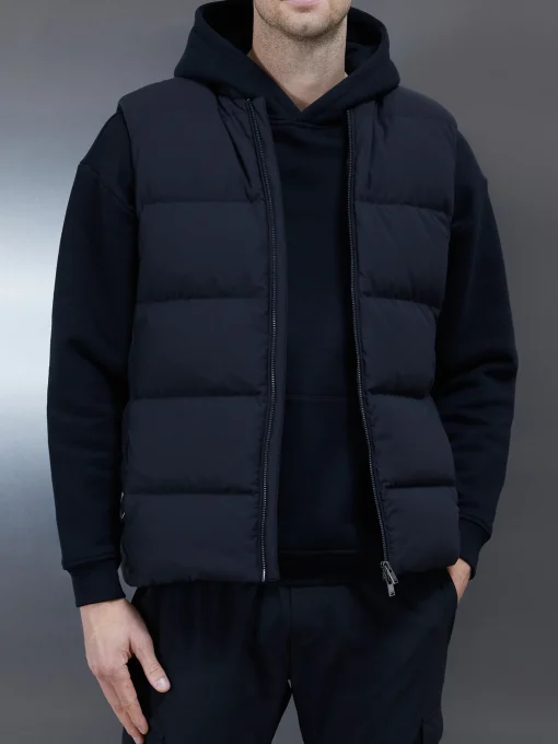 Quilted Bomber Gilet - Black