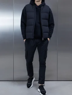 Quilted Bomber Gilet - Black