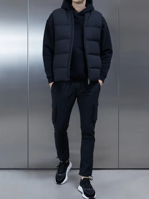 Quilted Bomber Gilet - Black