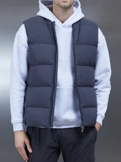Quilted Bomber Gilet - Grey
