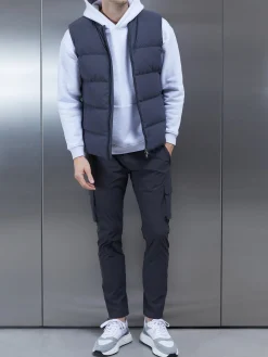 Quilted Bomber Gilet - Grey