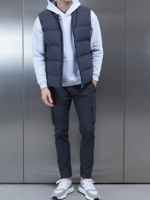 Quilted Bomber Gilet - Grey
