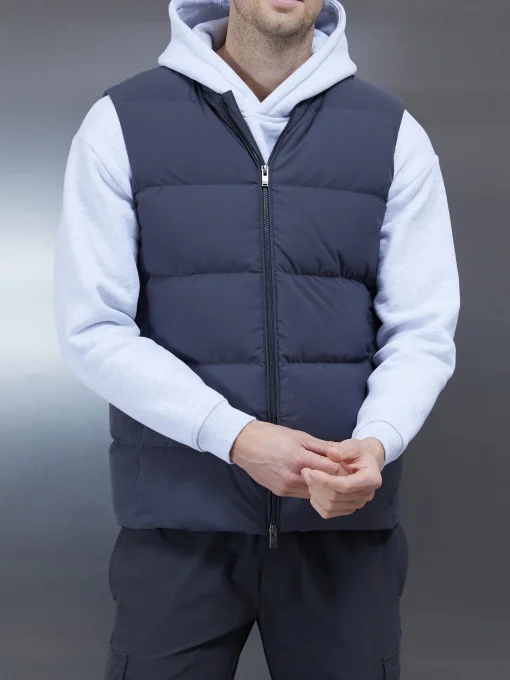 Quilted Bomber Gilet - Grey