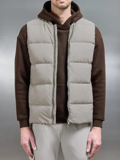 Quilted Bomber Gilet - Taupe