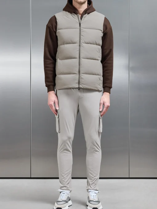 Quilted Bomber Gilet - Taupe