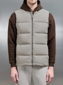 Quilted Bomber Gilet - Taupe