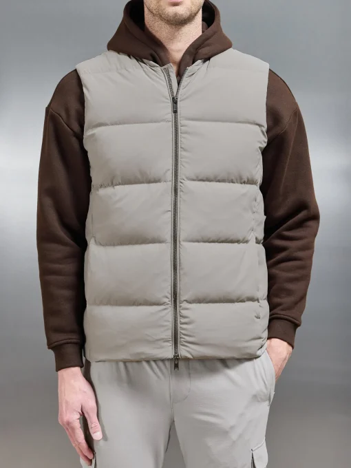 Quilted Bomber Gilet - Taupe