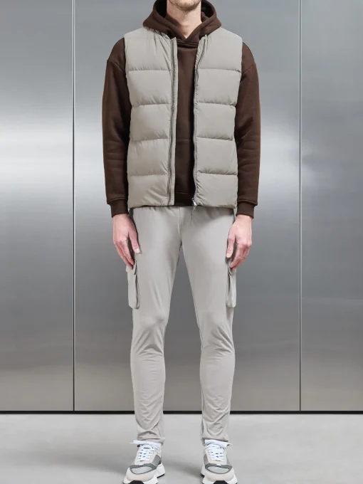 Quilted Bomber Gilet - Taupe