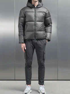 Quilted Down Jacket - Grey