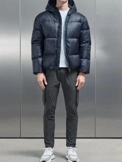 Quilted Down Jacket - Navy