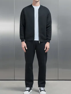 Relaxed Fit Bomber Jacket - Black