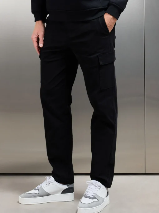 Relaxed Fit Cotton Cargo Pant - Black