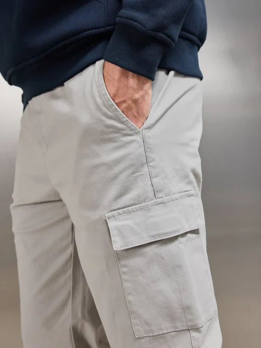 Relaxed Fit Cotton Cargo Pant - Stone