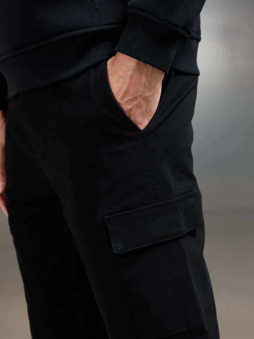 Relaxed Fit Cotton Cargo Pant - Black